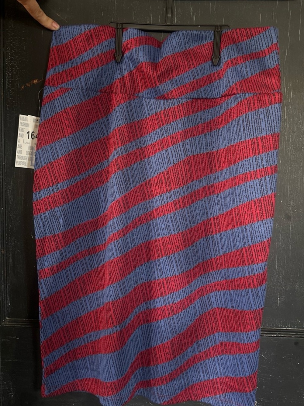 Striped Red and Blue Knit Pencil Skirt